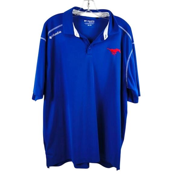SMU Mustangs XXL 2XL Columbia PFG Polo Shirt Golf Fishing - Picture 1 of 6